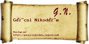 Gácsi Nikodém névjegykártya